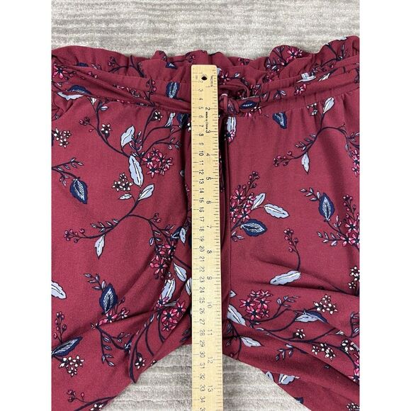 Pink‎ Rose Pajama Pants Womens Medium Red Floral Polyester Blend - Picture 6 of 12
